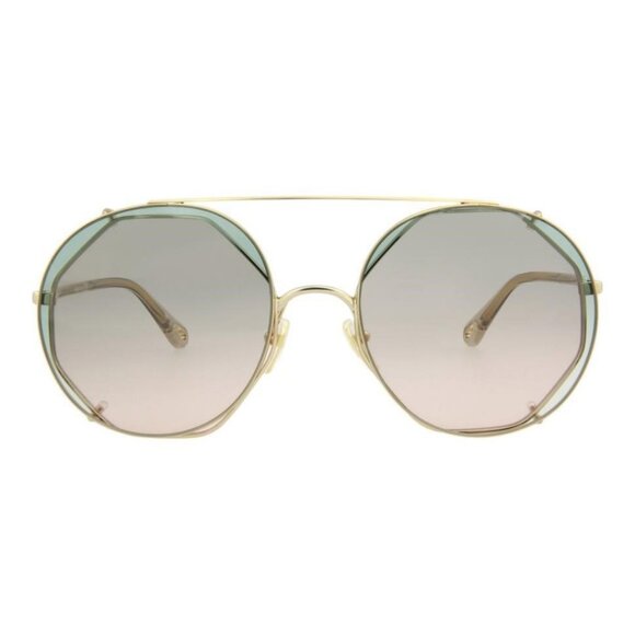 Chloé Womens Round/Oval Gold Havana Green Fashion Designer Eyewear - Picture 1 of 4